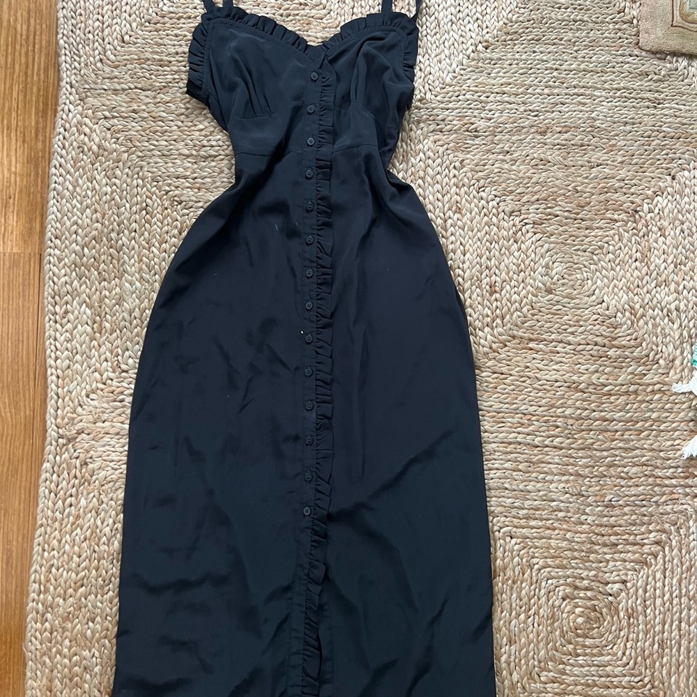 Topshop Black Midi Dress Spaghetti Strap Cocktail